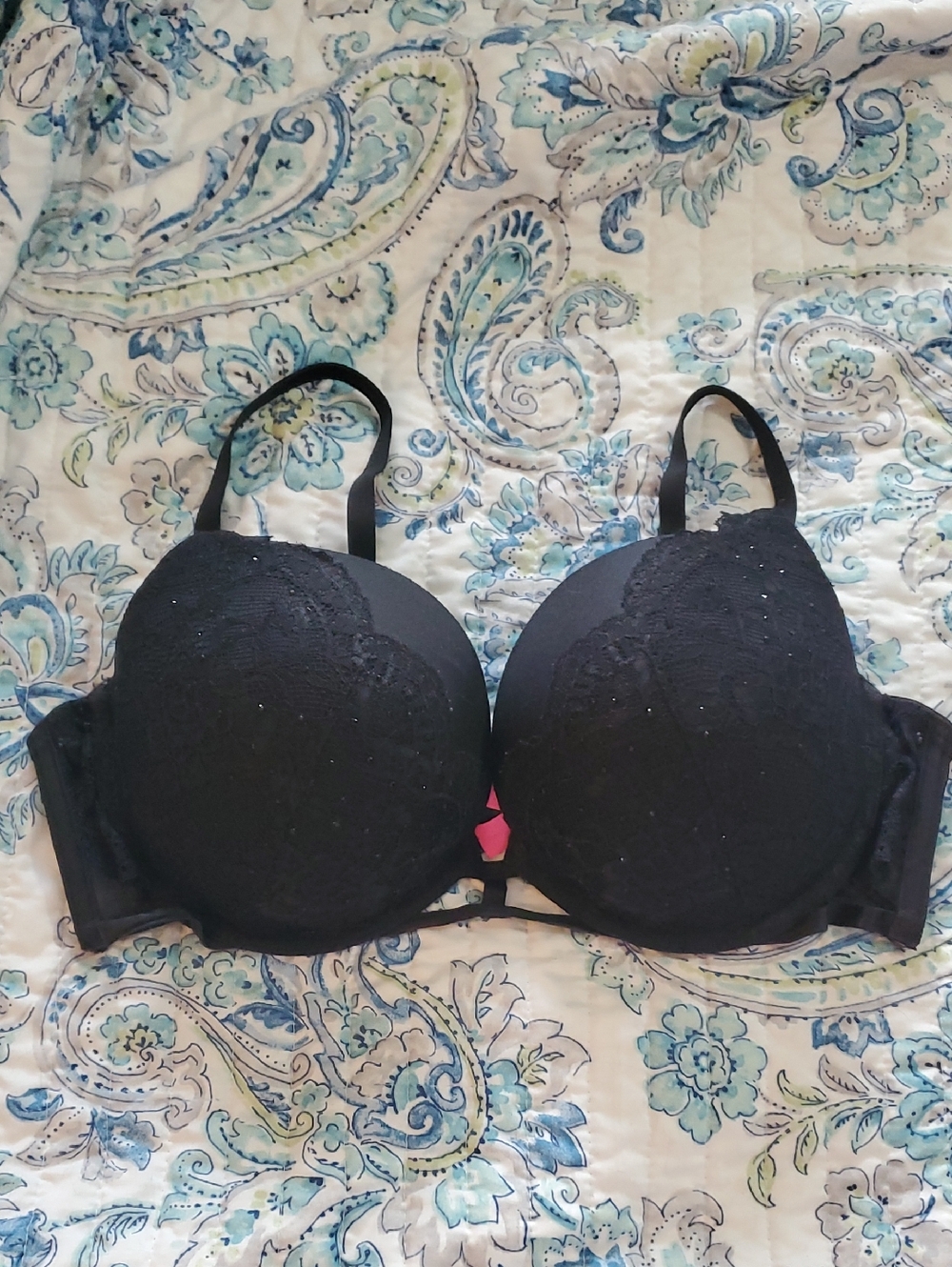 La SENZA Black Lace Push-Up Bra with Subtle Sparkle
